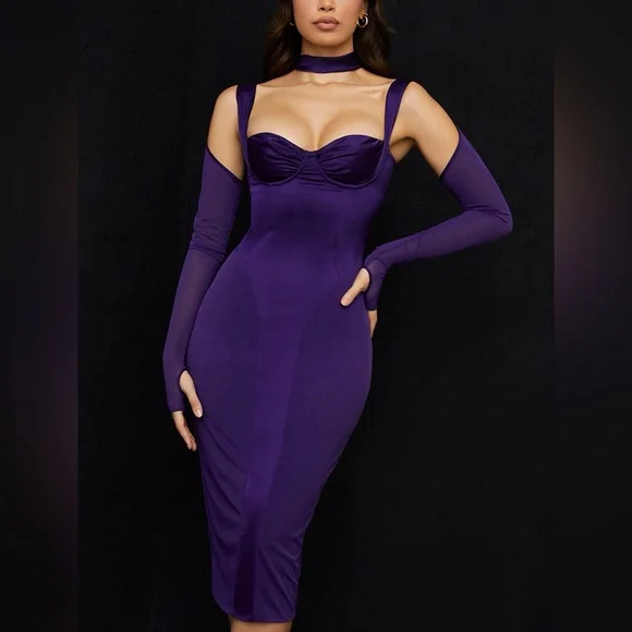 SOLD - HOUSE OF CB Talika Midi Dress in Grape size XS Plus cup D/E New WO Tags - Picture 8 of 8